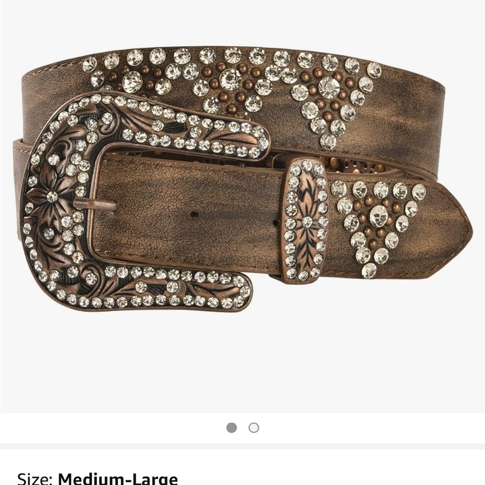 Shyanne New With Tags Brown Leather Belt with Bling Embellishments. Size M/L